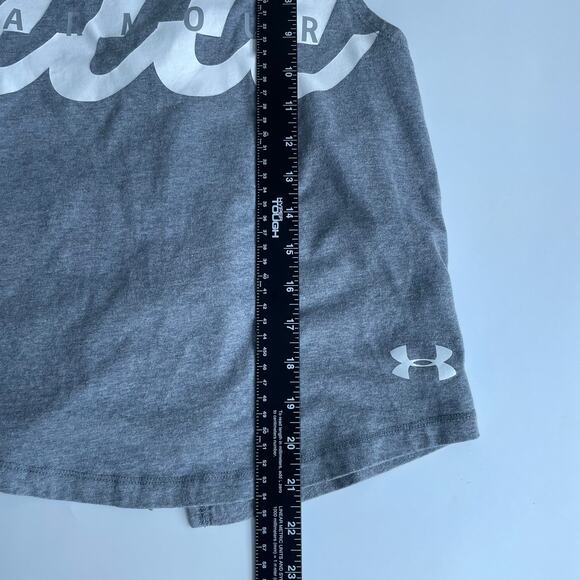 Under Armour Girls Medium Finale Showtime Sleeveless Tank Gray Overlapping Back - Picture 6 of 10